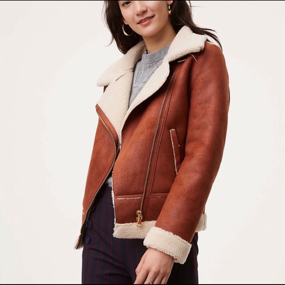 LOFT Suede and Shearling Jacket
